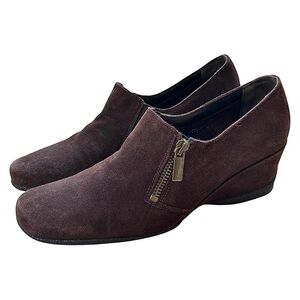 AQUATALIA Brown Suede Zip Up Wedge Shoes